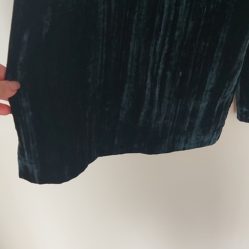 Anthropologie Hei Hei Cropped Wide Leg Crushed Velvet Pants Jewel Blue Size Med - Picture 9 of 10